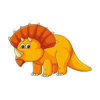 Цветной вариант раскраски динозавр трицератопс куда-то смотрит