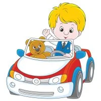 Цветной вариант раскраски с мальчиком и собачкой