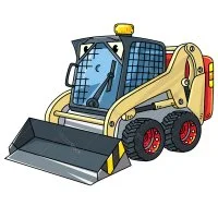 Цветной вариант раскраски мини-погрузчик бобкэт
