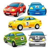 Цветной вариант раскраски гоночные тачки