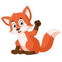 Цветной пример раскраски маленький лисенок машет