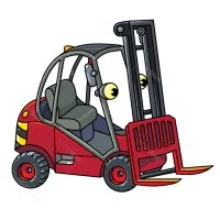 Цветной вариант раскраски погрузчик