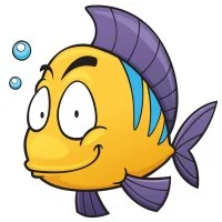 Цветной пример раскраски рыбка мальчик морской житель