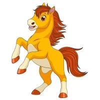 Цветной вариант раскраски красивая лошадь с гривой