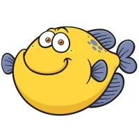 Цветной вариант раскраски рыба шар