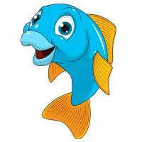 Цветной вариант раскраски веселый карп рыба