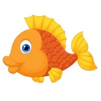 Цветной пример раскраски золотая маленькая рыбка