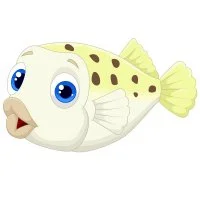 Цветной пример раскраски фугу опасная рыба