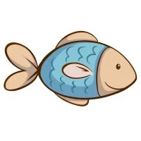 Цветной пример раскраски простая рыбка