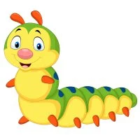 Цветной вариант раскраски с усиками и рисунком на тельце