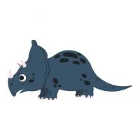 Цветной вариант раскраски трицератопс сбоку