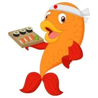 Цветной пример раскраски подводный сушист рыба