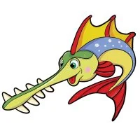 Цветной пример раскраски рыба-пила