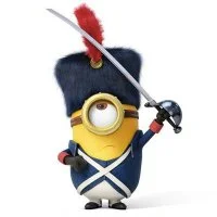 Цветной вариант раскраски стюарт с саблей похож на наполеона