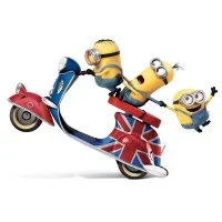 Цветной вариант раскраски три хулигана на скутере