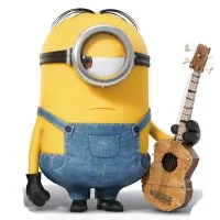 Цветной вариант раскраски одноглазый стюарт с гитарой