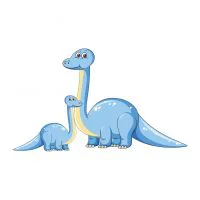 Цветной вариант раскраски мама динозавр с малышом