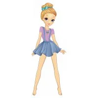 Цветной вариант раскраски бумажная кукла для вырезания злата в красивом платье