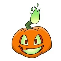 Цветной вариант раскраски тыква хэллоуин