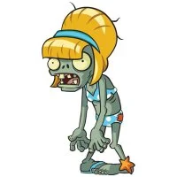 Цветной вариант раскраски зомби в купальнике