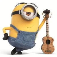 Цветной вариант раскраски стюарт с гитарой