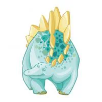 Цветной вариант раскраски стегозавр улыбается