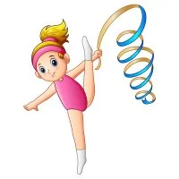 Цветной вариант раскраски девочка гимнастка с лентой