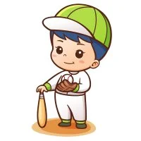 Цветной пример раскраски маленький бейсболист