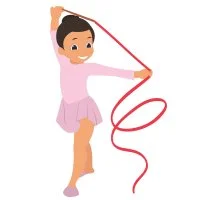 Цветной вариант раскраски девочка занимается художественной гимнастикой