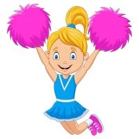 Цветной вариант раскраски девочка в группе поддержки, чирлидинг