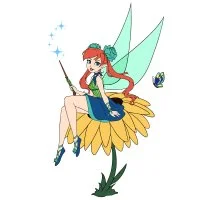 Цветной вариант раскраски цветочная фея волшебница