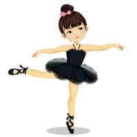 Цветной вариант раскраски балерина в пачке и пуантах