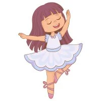 Цветной пример раскраски балерина милая маленькая артистка