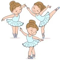 Цветной вариант раскраски балерины - три звезды балета