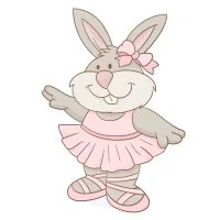 Цветной вариант раскраски балерина зайчишка