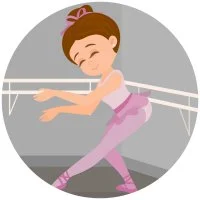 Цветной вариант раскраски балерина у станка