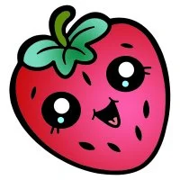 Цветной вариант раскраски клубничка садовая с глазками