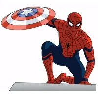 Цветной вариант раскраски с щитом в костюме