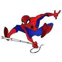 Цветной вариант раскраски с паутиной в прыжке