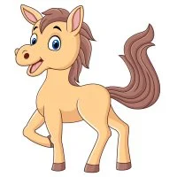 Цветной вариант раскраски малыш жеребенок