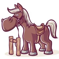 Цветной пример раскраски конь с уздечкой