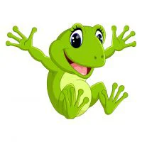 Цветной пример раскраски лягушонок в прыжке