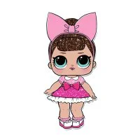 Цветной вариант раскраски кукла лол в платье и с бантиком на голове (fancy)