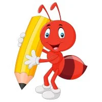 Цветной вариант раскраски муравей с большим карандашом