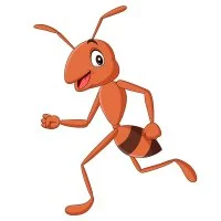 Цветной пример раскраски муравей бежит за едой