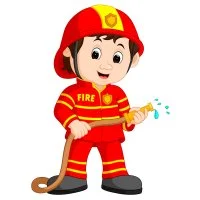 Цветной вариант раскраски пожарный со шлангом профессия