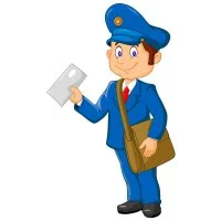 Цветной вариант раскраски почтальон профессия