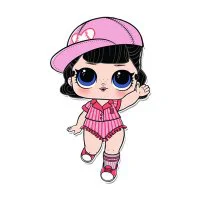 Цветной вариант раскраски кукла лол бейсболистка (short stop)