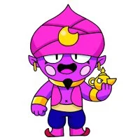 Цветной вариант раскраски скин джина с лампой