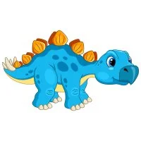 Цветной пример раскраски очень милый динозаврик